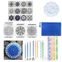 34PCS Mandala Dotting Tools Set with a Blue Zipper Waterproof Storage Bag for Painting Rocks